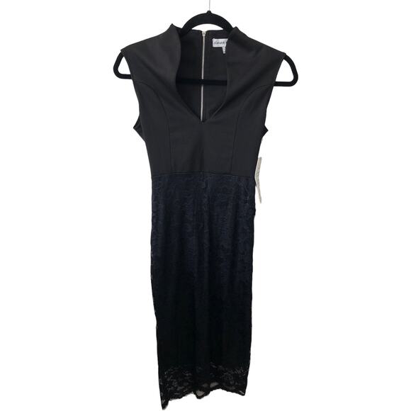 Almost Famous Black  Cocktail Party Bodycon Midi Dress Size Small - NEW - Picture 1 of 4